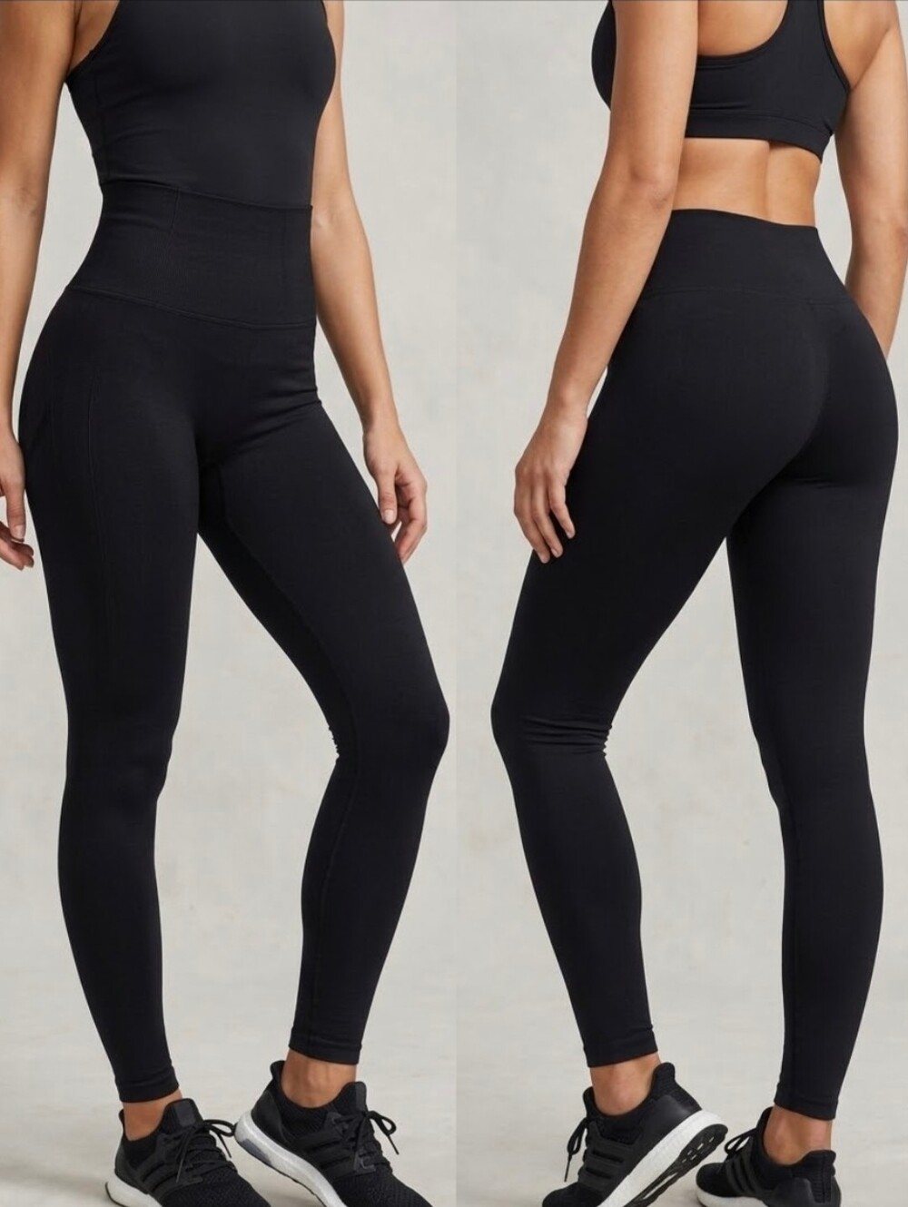 2pc Black Stretch Leggings Size M/L Medium Large M L ABS2B Fitness Ankle Pants